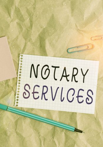 Word writing text Notary Services. Business concept for services rendered by a state commissioned notary public Papercraft craft paper desk square spiral notebook office study supplies. Notary Services